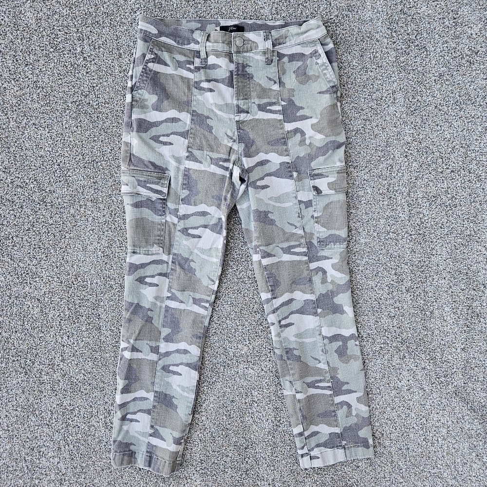 J Crew Camo Vintage Straight Leg Cargo Crop Green Pants Jeans Women's Size 28
